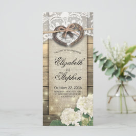 Horseshoes Hydrangea Flower Wood Landsbyggsbröllop Program