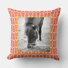 Horseshoes Orange Pet NAMN Horse PHOTO Keepsaké Kudde
