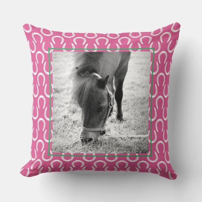 Horseshoes Rosa Pet Horse Namn Photo KeepsakThro Kudde (Framsida)