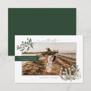 Horseshoes Shamrock Greenery Foto Bröllop Spara Datumet