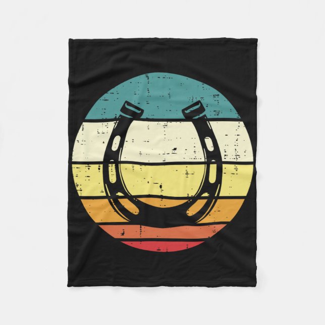 Horsessöt Ss Cute Ss Sunset Retro Horseback Fleecefilt (Framsidan)