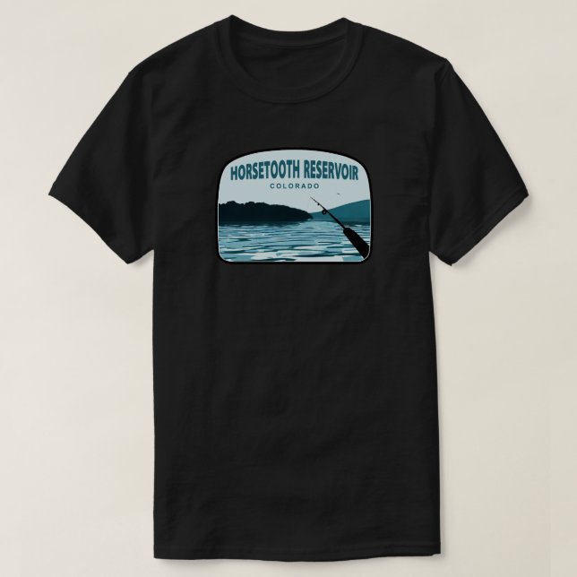 Horsetooth Reservoir Colorado Fishing Rod T Shirt (Design framsida)