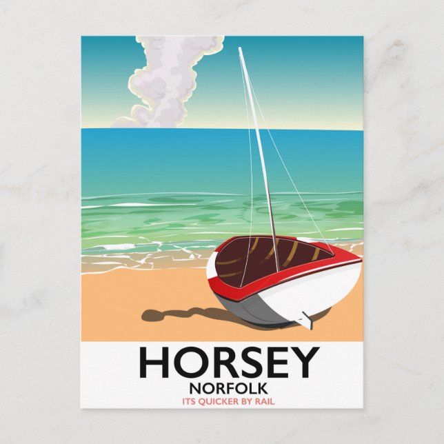Horsey Norfolk Beach-resemalja Vykort (Framsida)