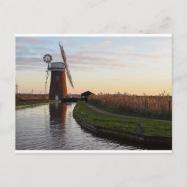 Horsey Norfolk Broads sunset vycard Vykort