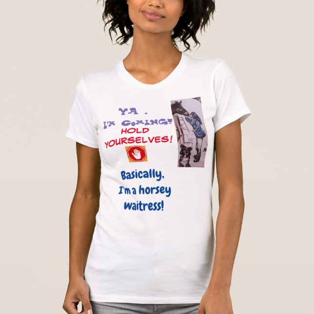 horsey waitress t shirt (Framsida)