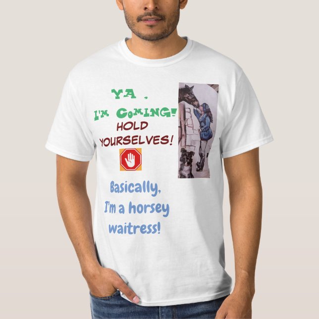 horsey waitress t shirt (Framsida)