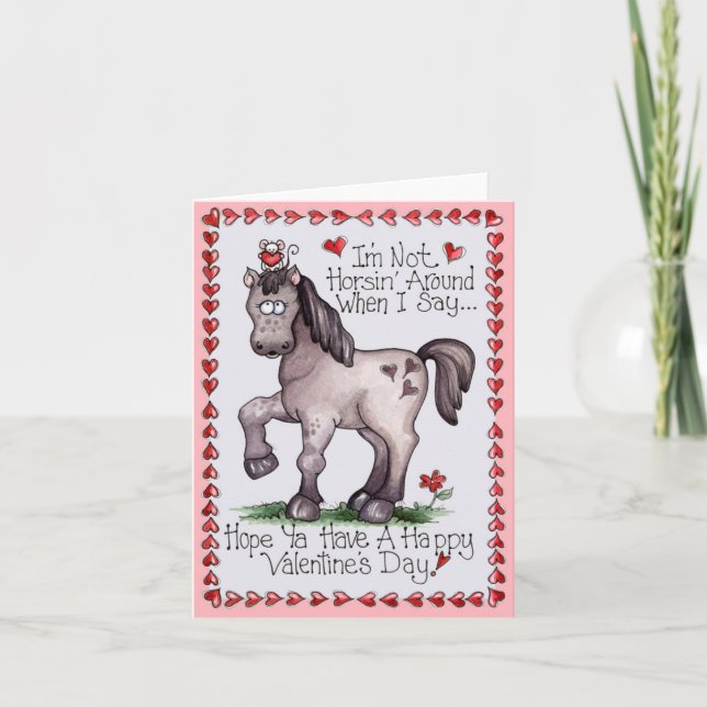 Horsin'Around - Valentine Card Helgkort (Framsida)