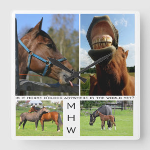 Horsing Around Anpassningsbar Horwall-klocka Fyrkantig Klocka