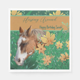 Horsing Around Flower Älskare Brown Horse Pappersservett