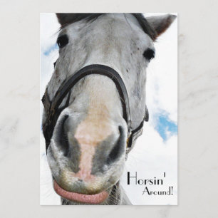 Horsing Around - Funny Horse Ansikte för hästar Inbjudningar