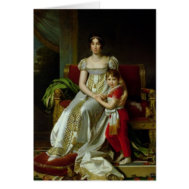 Hortense de Beauharnais och henne Son Hälsningskort (Framsidan)