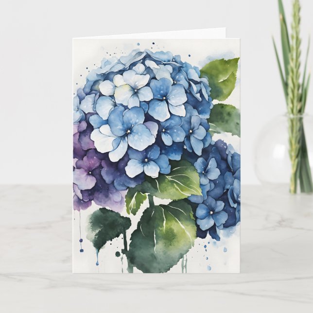 Hortensia - Akvarellblommor Kort (Framsida)