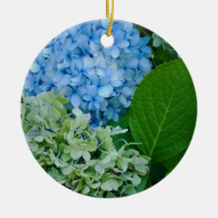 Hortensia blommor julgransprydnad keramik