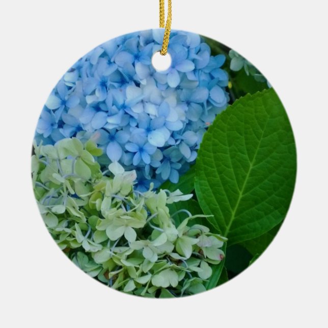 Hortensia blommor julgransprydnad keramik (Framsidan)