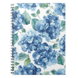 Hortensia Blues | Akvarellblommor Blommönster Anteckningsbok