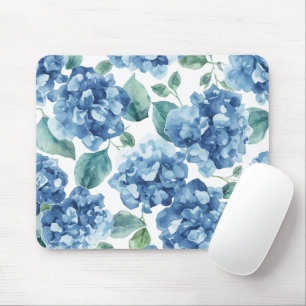 Hortensia Blues Vattenfärg Blommor Blommönster Musmatta