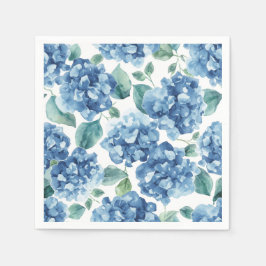 Hortensia Blues | Vattenfärg Blommor Blommönster Pappersservett