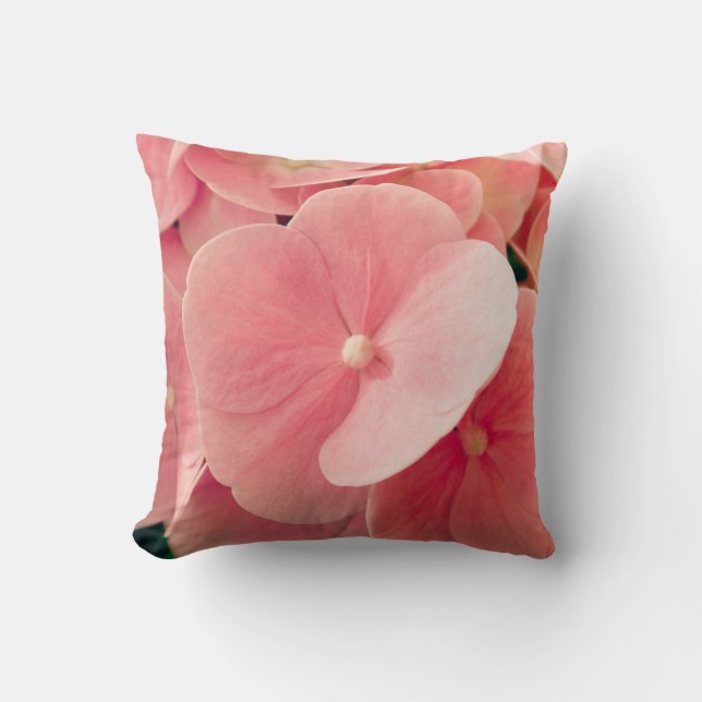 Hortensia Hydrangea rosa Pastel blommor blommigt Kudde (Framsida)