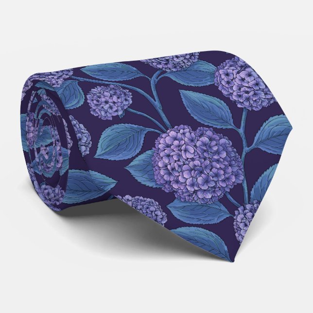 Hortensia i violett och blått slips (Rullad)