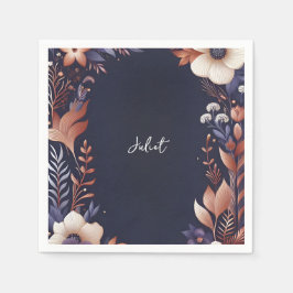 Hortensia Metallisk Marinblå Bröllopsdusch Pappersservett