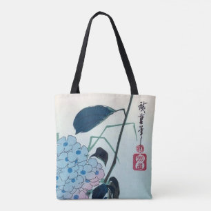Hortensia och grönfinkar, Hiroshige, Ukiyo-e Tygkasse