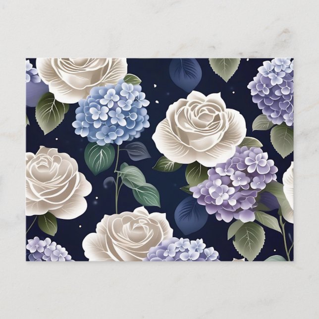 Hortensia Och Vita Rosor Vykort (Framsida)