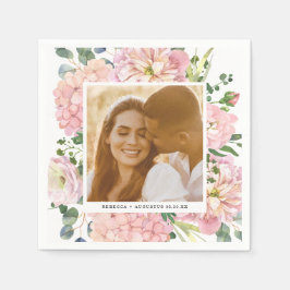 Hortensia Rosa Rosa Vattenfärg Blommig Foto Pappersservett