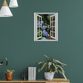 Hortensia Trädgårdsutsikt Fönsterattrapp Poster