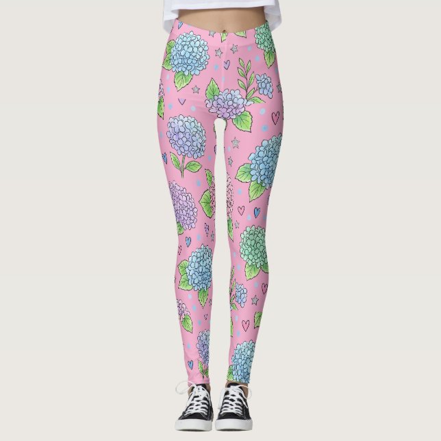 Hortensiablomma Leggings (Framsida)