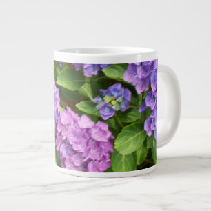 Hortensior, Blå, Rosa, Mauve, Gröna blad Jumbo Mugg