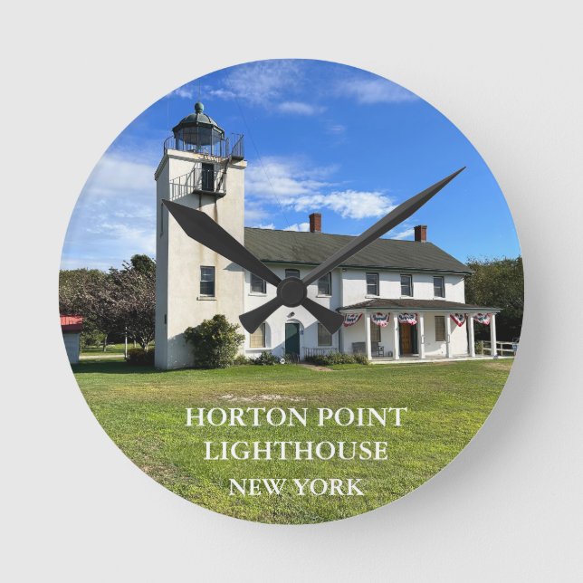 Horton Point Lighthouse, New York Round Clock Rund Klocka (Framsida)
