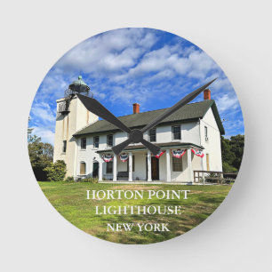 Horton Point Lighthouse, New York Round Clock Rund Klocka