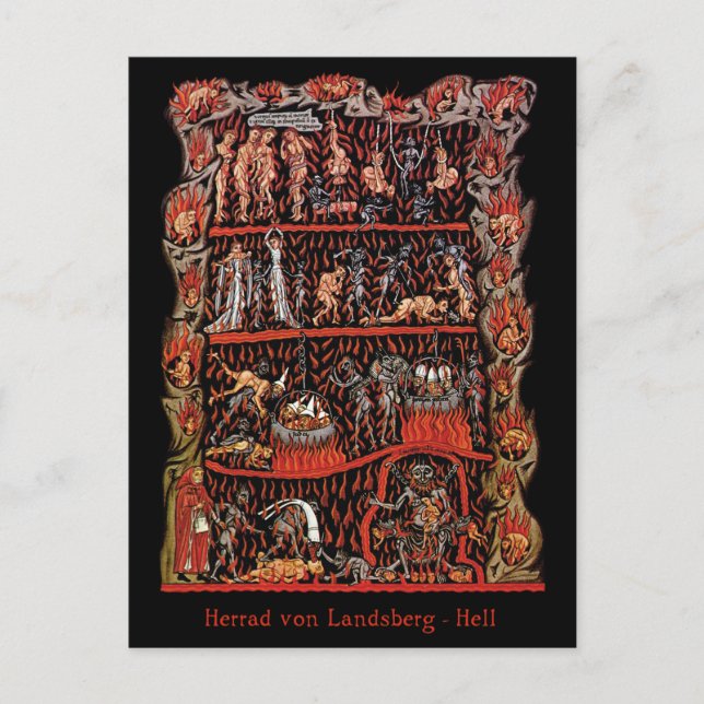 Hortus Deliciarum Helvetet Vykort (Framsida)