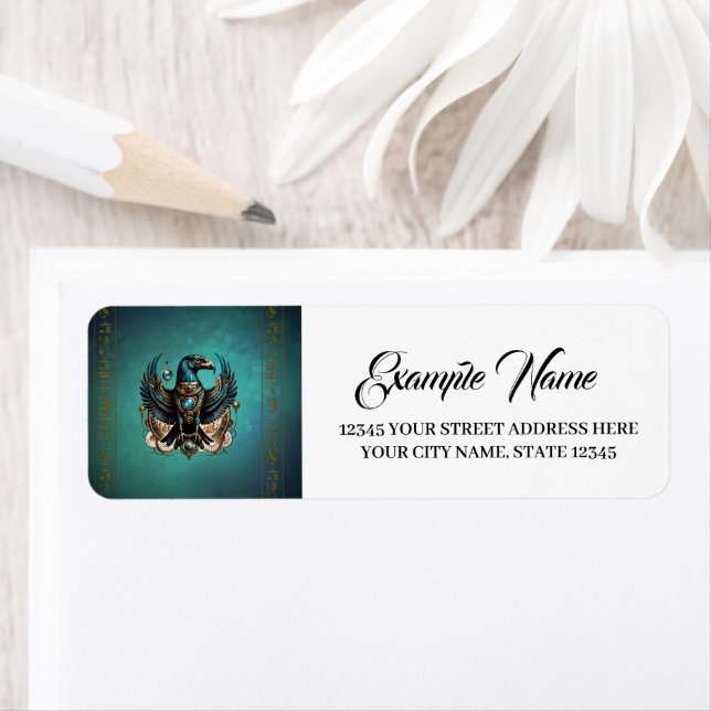 Horus den falkguden. returadress etikett (Insitu)