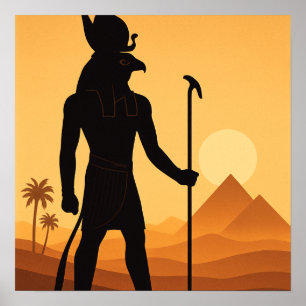 Horus Egyptian Gud Desert Sunset Poster Art