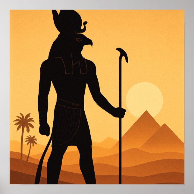 Horus Egyptian Gud Desert Sunset Poster Art (Framsidan)