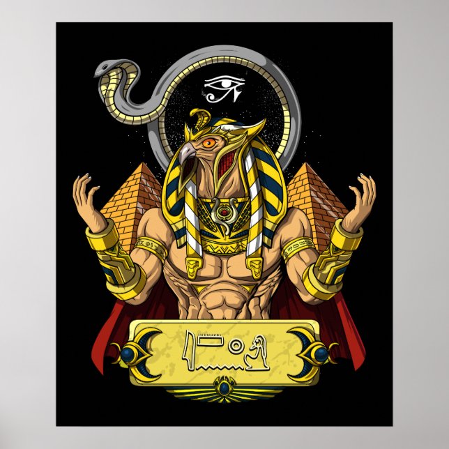 Horus Egyptian Gud Ra Pyramids Ancient Mythology Poster (Framsidan)