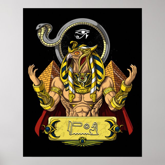 Horus Egyptian Gud Ra Pyramids Ancient Mythology Poster (Framsidan)