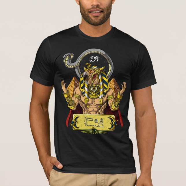 Horus Egyptian Gud Ra Pyramids Ancient Mythology T Shirt (Framsida)