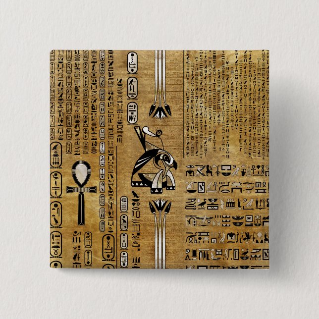 Horus - Egyptian Hor- Guld och Pearl Knapp (Framsida)