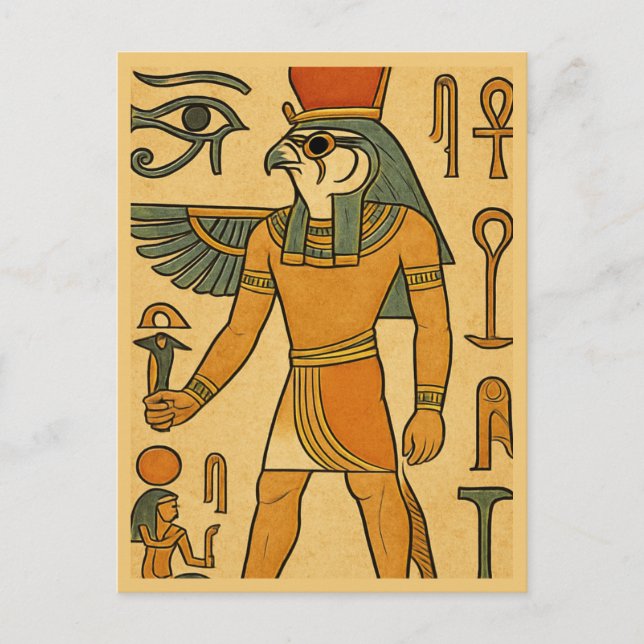 Horus Falcon Gud Ancient Egyptian Postcard Vykort (Framsida)