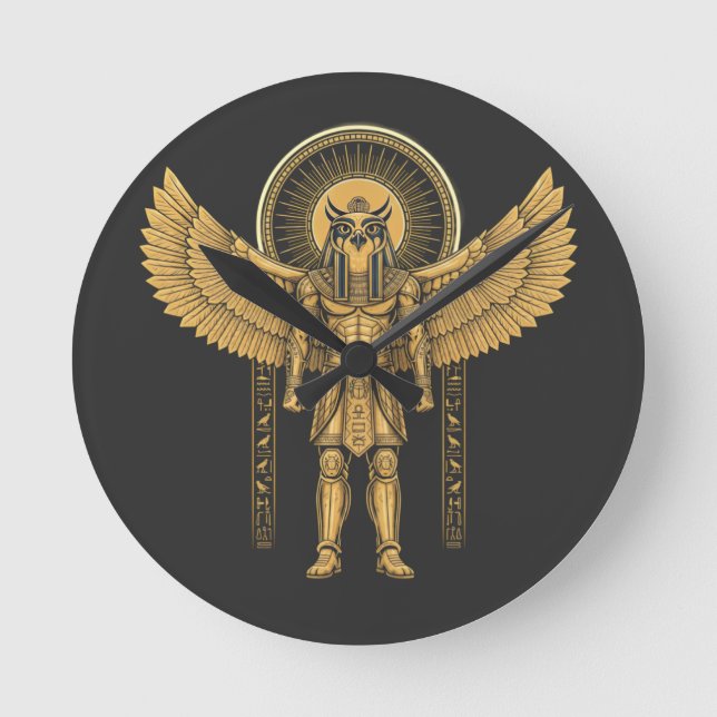 Horus med solskiva  rund klocka (Framsida)
