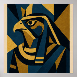 Horus Modern Egyptian Art Poster Guld Blue