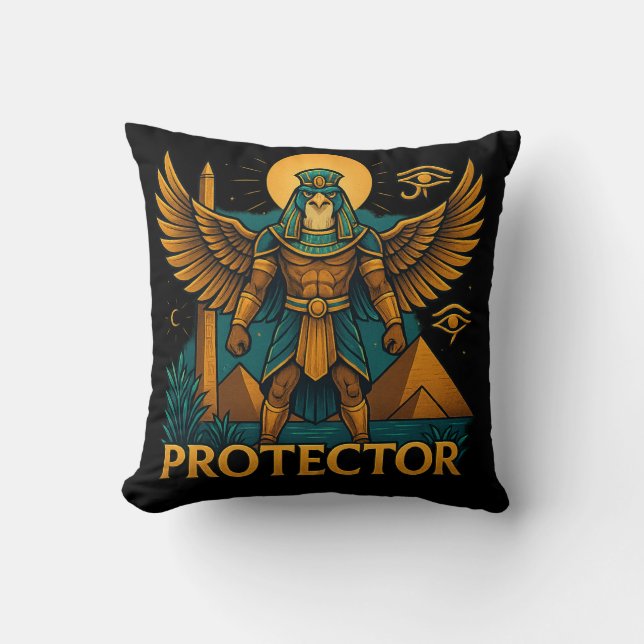 Horus the Protector – Bold Ancient Egyptian Falcon Kudde (Framsida)