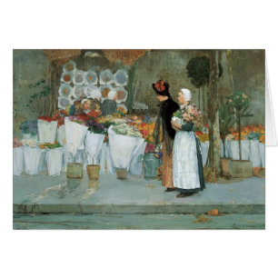 Hos blomsterhandlaren av Childe Hassam, Vintage Fi Hälsningskort