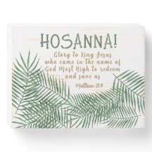 HOSANNA Handflatan Söndag Wood Box Sign