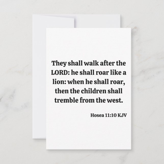 Hosea 11:10 KJV Bible Verse Flat Greeting Card Kort (Framsida)