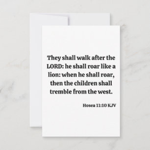 Hosea 11:10 KJV Bible Verse Flat Greeting Card Kort