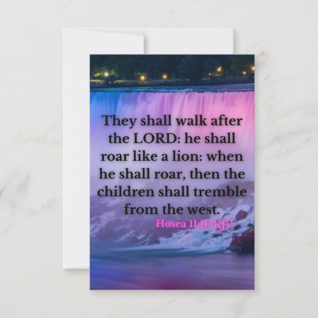 Hosea 11:10 KJV Bible Verse Pic Flat Greeting Card Kort (Framsida)