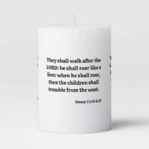 Hosea 11:10 KJV Bible Verse Pillar Candle